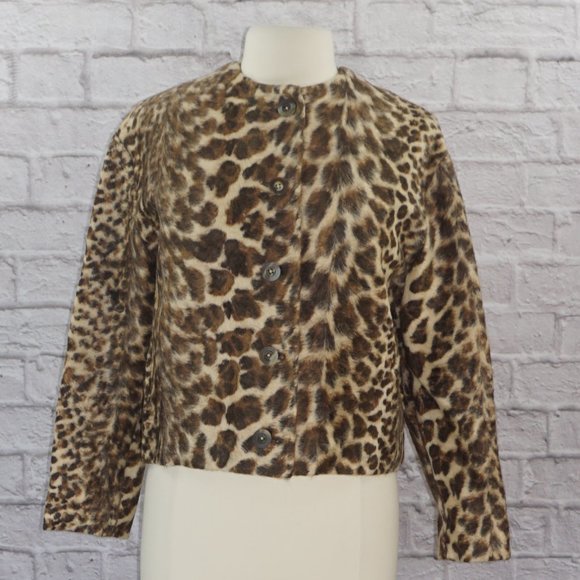 Vintage 60s Leopard Animal Print Fur Boxy Jacket